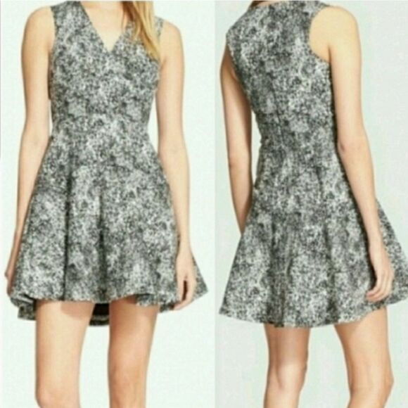 Rebecca Taylor Jacquard Monochrome Fit Flare Dress Size 2 - Picture 7 of 7